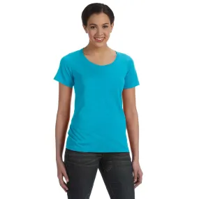 Anvil Women's Carribean Blue Ringspun Sheer Featherweight T-Shirt