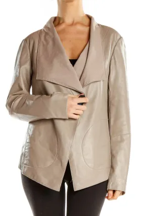 Beige Pleather Motorcycle Jacket