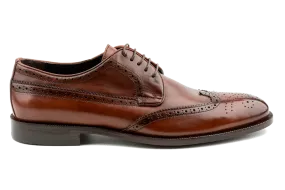 Debbano Koi Tan Derby Shoes, Wingtip & Brogued Full Grain Leather Men's Derby Shoes, Men's Suit Shoes, Best Derby Shoes