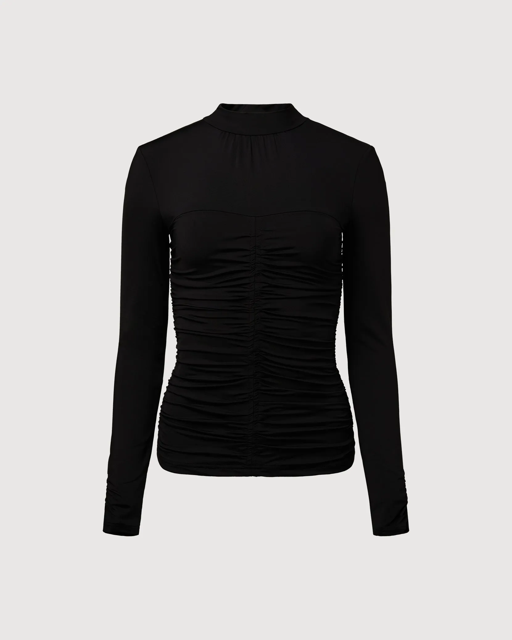 Long Sleeve Ruched Mock Neck