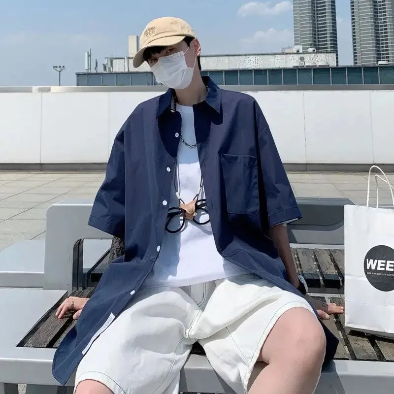 Loose-Fit Short-Sleeved Oversize Shirt