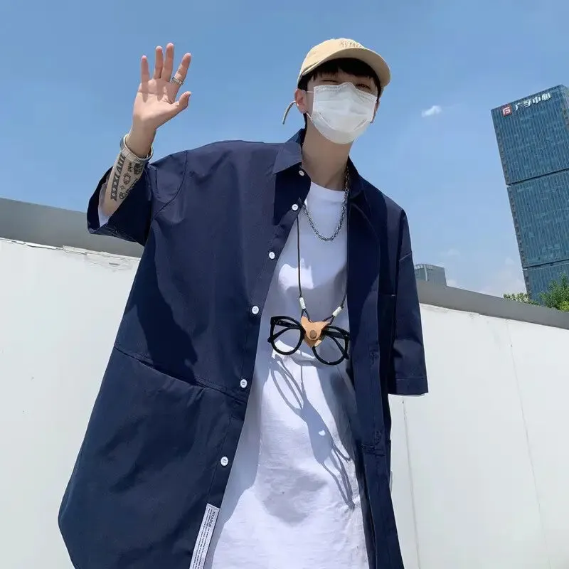 Loose-Fit Short-Sleeved Oversize Shirt