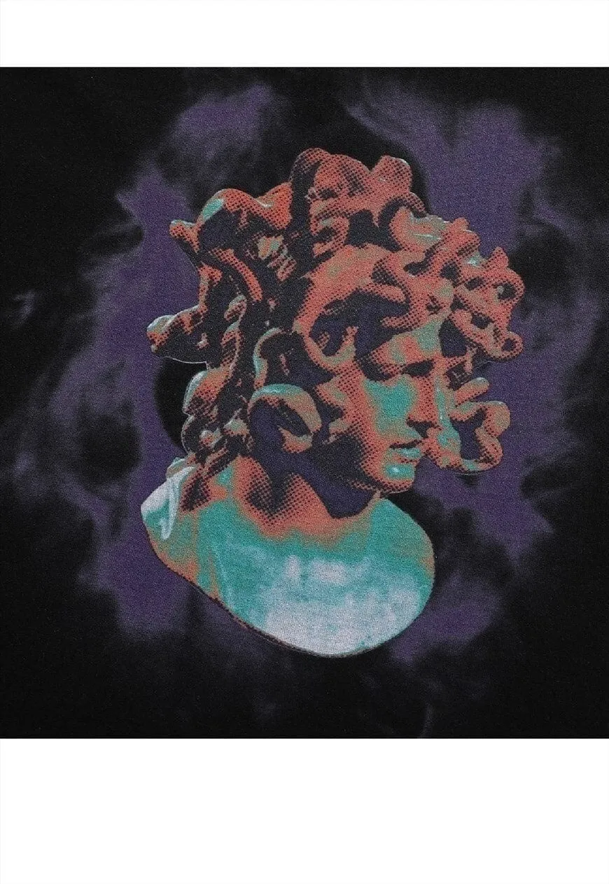 Medusa t-shirt retro statue top grunge smoke tee in Black